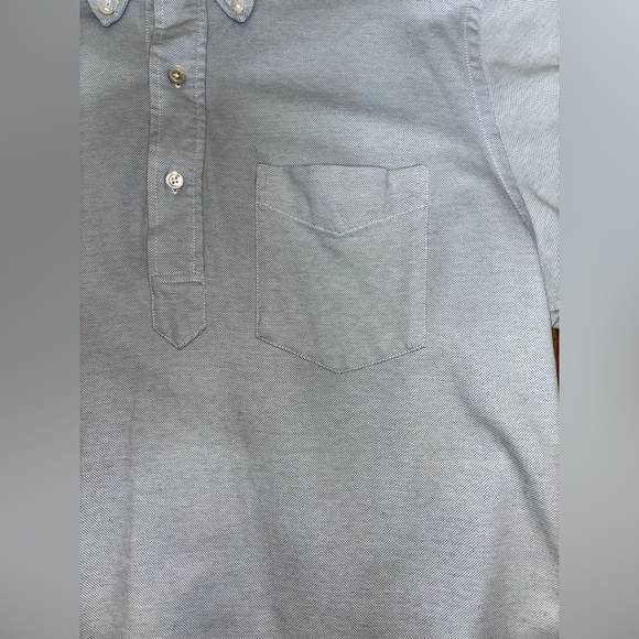 Buck Mason Mens Short Sleeve Polo Shirt Size XL Light Blue Button Down Collar - Picture 7 of 8